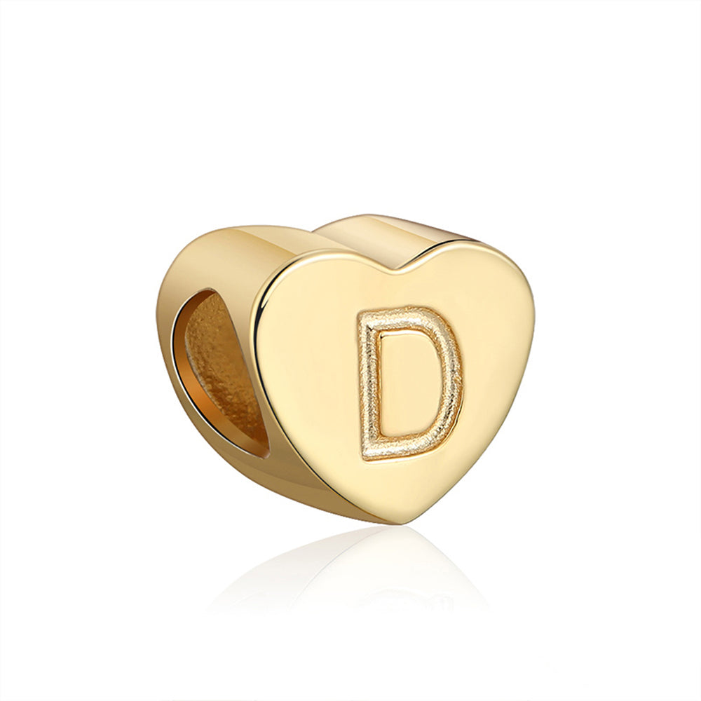 Initial Heart Charms Gold Plated  Sterling Silver Womens Ginger Lyne Collection - D