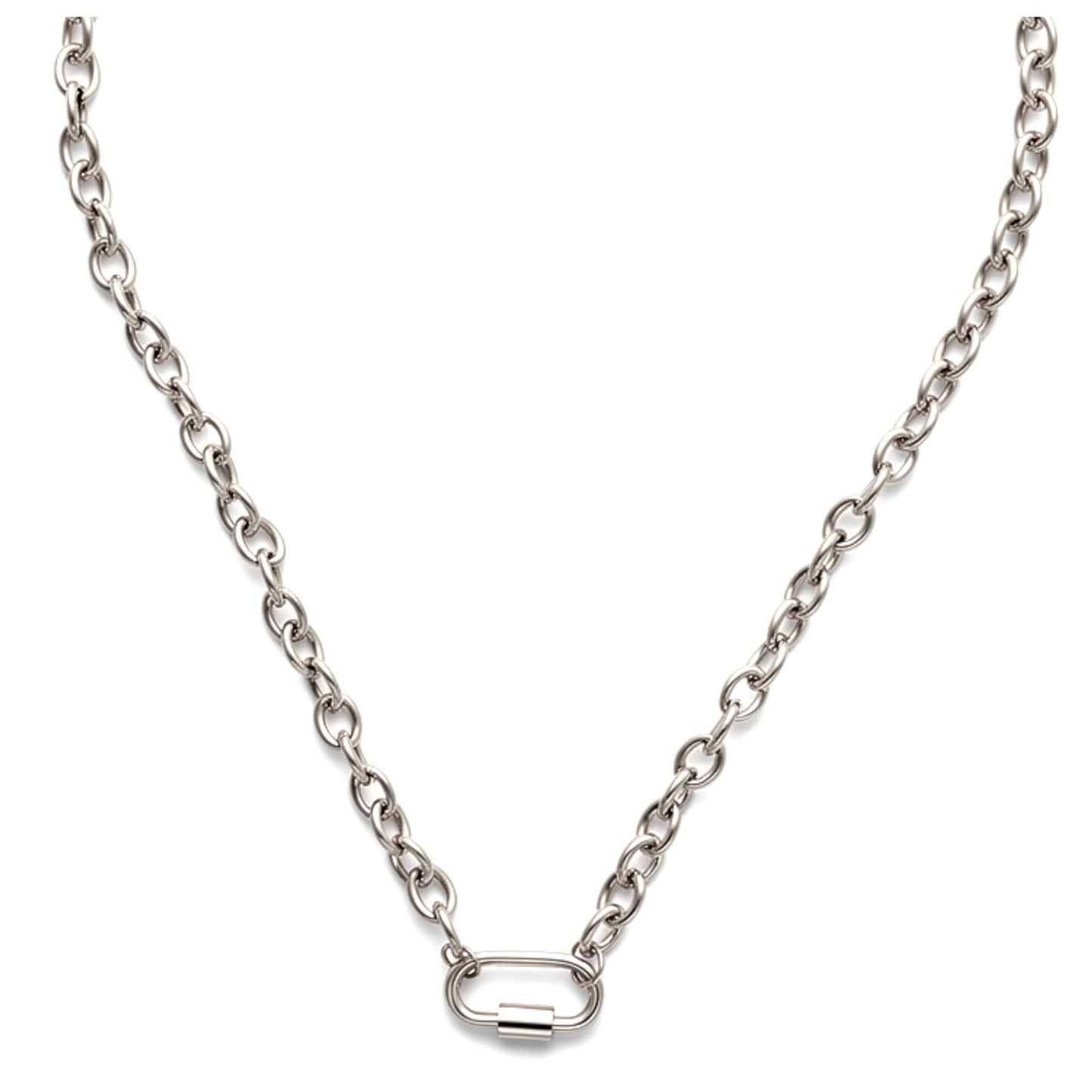 CarabinerCharmHolderNecklaceforWomenbyGingerLyneOChainSilverGoldPlatedStainlessSteel_Gold-OChain/HeartCH-7
