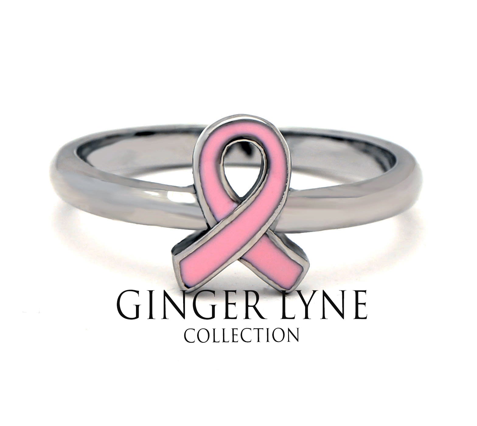 Hope Ring Pink Ribbon Steel Breast Cancer Awareness Womens Ginger Lyne Collection - 10