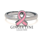Load image into Gallery viewer, Hope Ring Pink Ribbon Steel Breast Cancer Awareness Womens Ginger Lyne Collection - 10
