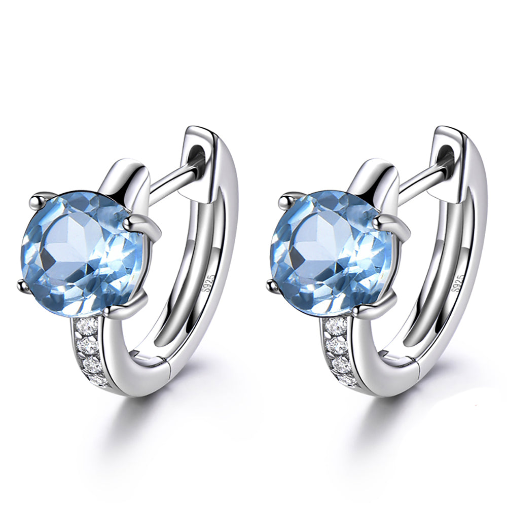 Hoop Earrings for Women Blue Topaz Sterling Silver Ginger Lyne Collection - Blue