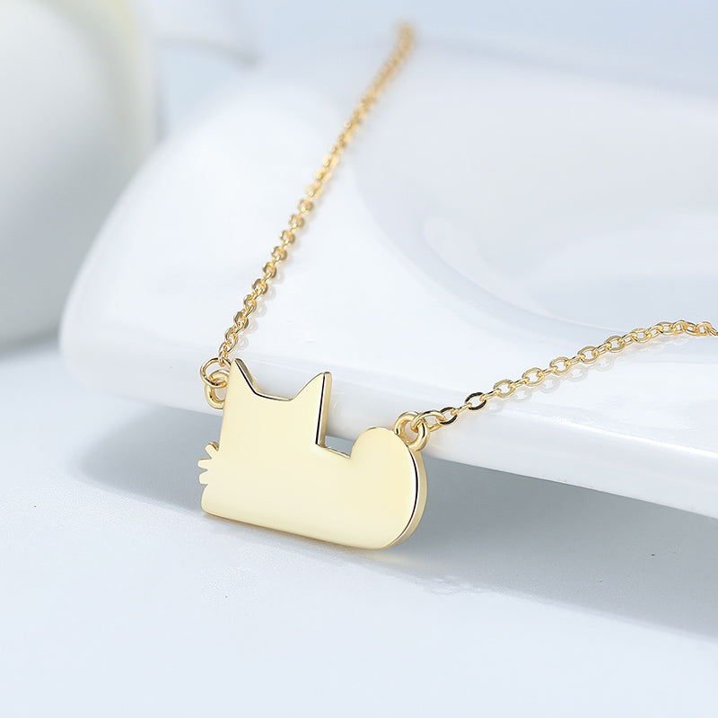 Black Cat Necklace for Women Gold Plated Sterling Silver Ginger Lyne Collection - Necklace Only
