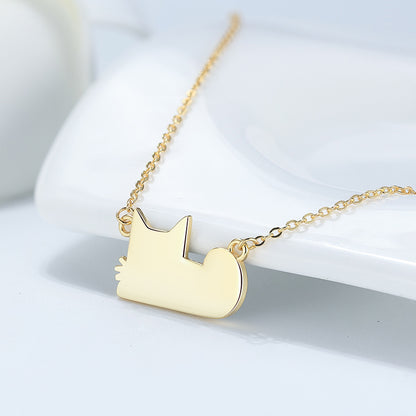 Black Cat Necklace for Women Gold Plated Sterling Silver Ginger Lyne Collection - Necklace Only