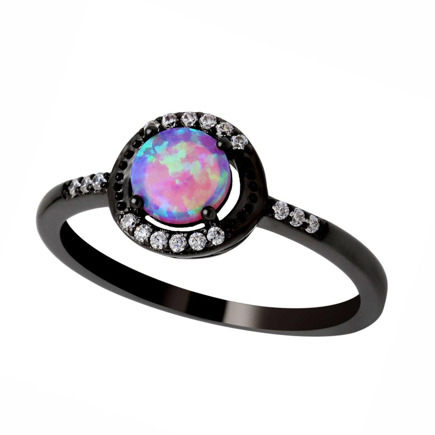 Brynn Statement Ring Black Plated Simulated Fire Opal Cz Ginger Lyne Collection