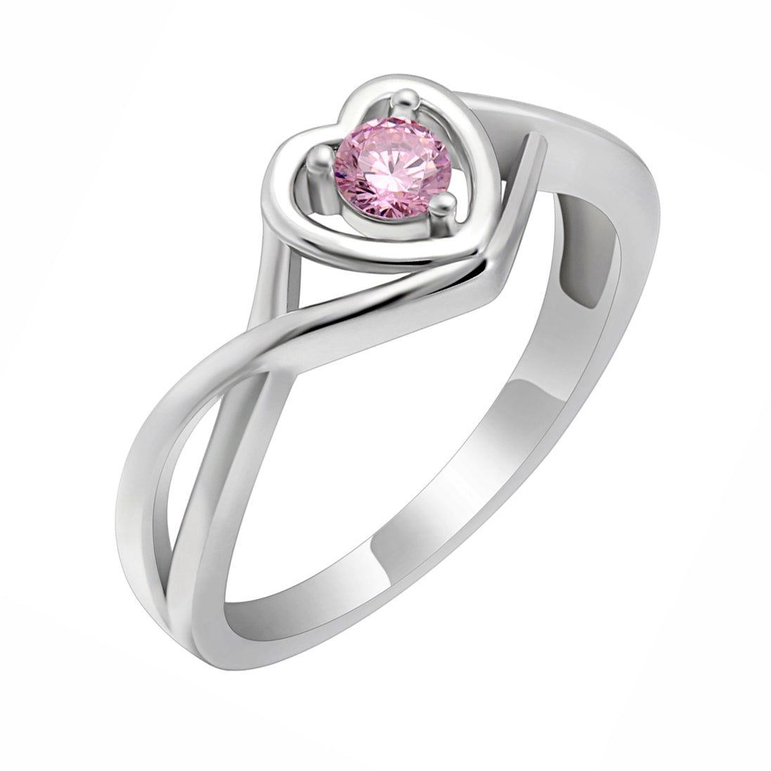 Christine Engagement Ring Promise Heart For Women Silver Cz Ginger Lyne Collection - October Pink,9
