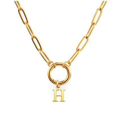 PaperclipLinkCircleCarabinerIntialLetterCharmHolderNecklaceforWomen18ktGoldPlatedStainlessSteelGingerLyne_Gold-H-1