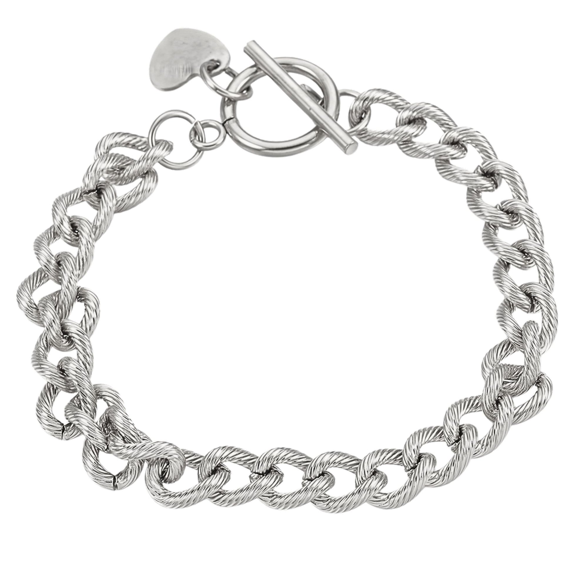 HeartCharmToggleBraceletforWomenbyGingerLyneStainlessSteelChain_SilverTone-1