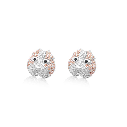 Pitbull Dog 3d Stud Earrings for Women Sterling Silver Cz Ginger Lyne Collection - 3D Earrings