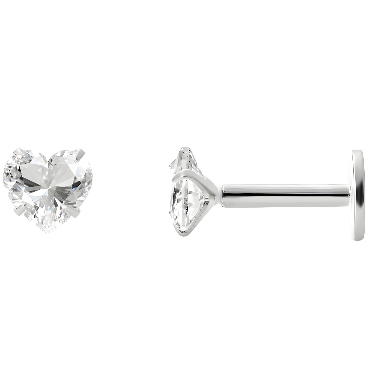 GingerLyneSolitaireHeartFlatBackStudEarringsSterlingSilverCubicZirconiaBodyJewelry_Silver-5mmCZ-18G-6mmPost-1