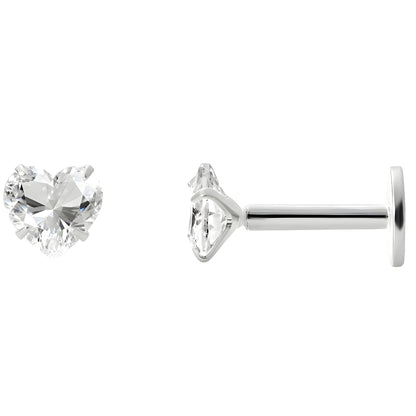 GingerLyneSolitaireHeartFlatBackStudEarringsSterlingSilverCubicZirconiaBodyJewelry_Silver-5mmCZ-18G-6mmPost-1