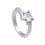 Load image into Gallery viewer, Kale Heart Engagement Ring Sterling Silver Clear Cz Womens Ginger Lyne Collection - 10
