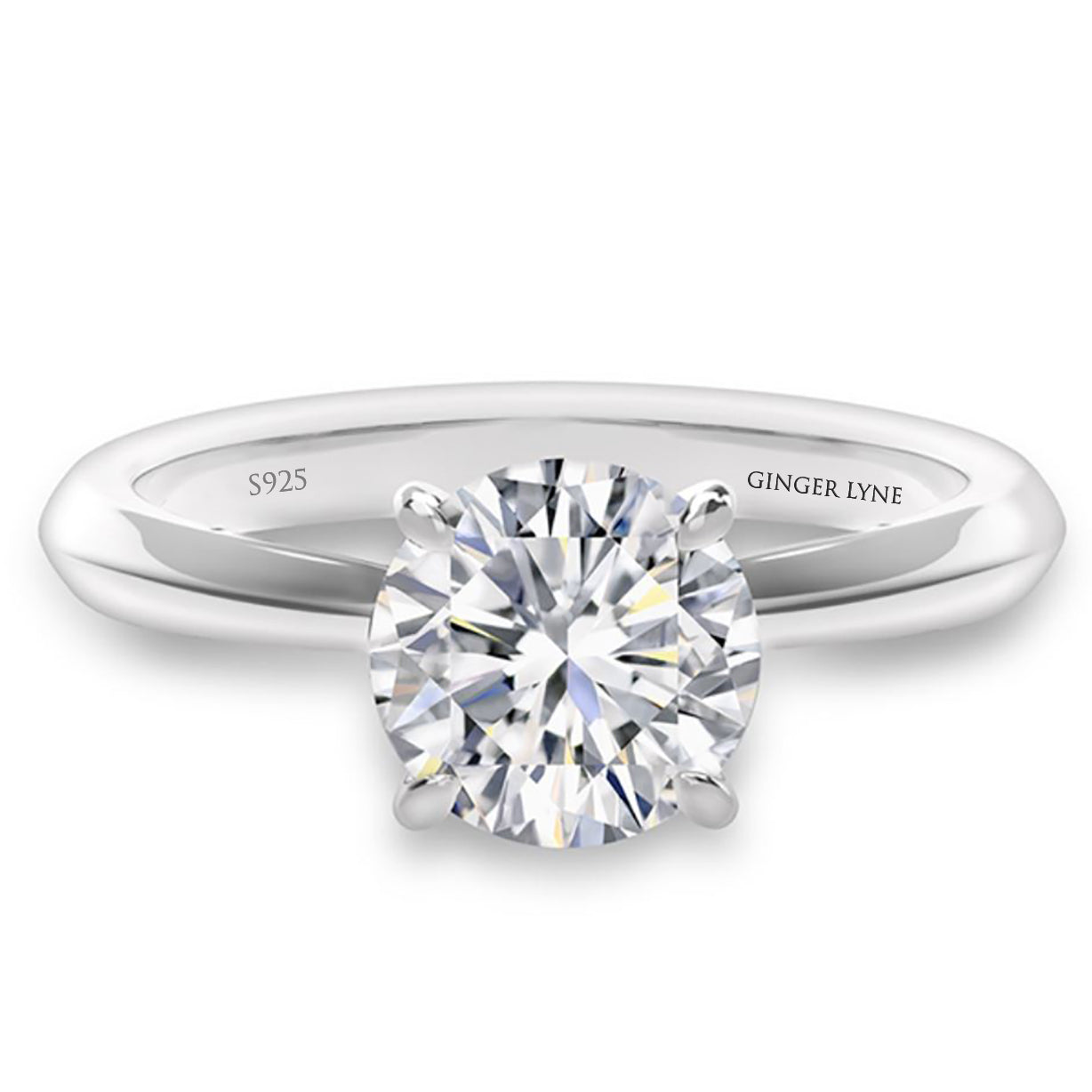 Amore Engagement Ring Women 3Ct Moissanite Sterling Silver Ginger Lyne Collection - 3CT Silver,10