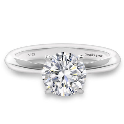 Amore Engagement Ring Women 3Ct Moissanite Sterling Silver Ginger Lyne Collection - 3CT Silver,10