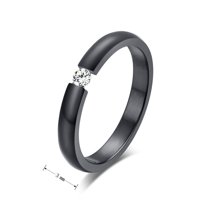 WeddingBandRingforWomenorMenBlackStainlessSteelCrystalGingerLyneCollection_Black-3