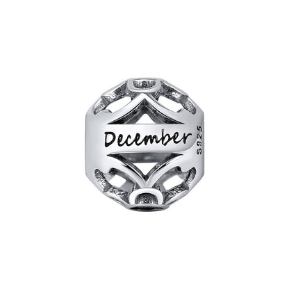 Birthstone Charms for Bracelet Sterling Silver CZ Womens Ginger Lyne Collection - December