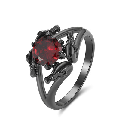 Dragon Ring for Women Solitaire Cz Black Gothic Engagement Ring Ginger Lyne Collection