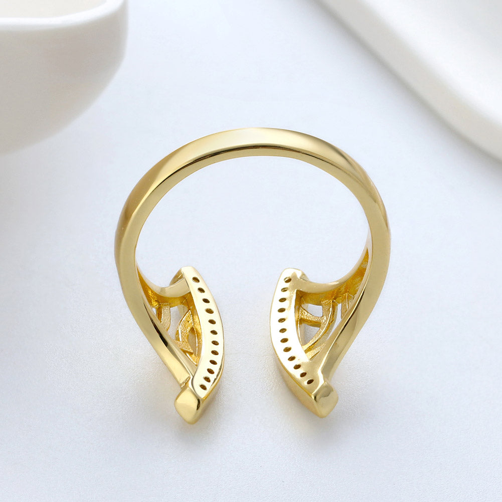 Window Pattern Adjustable Ring for Women and Girls Cz Gold Plated Ginger Lyne Collection