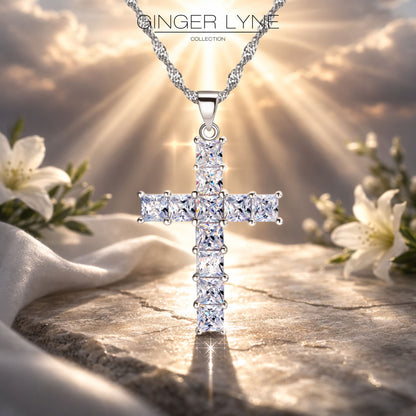 ReligiousCrossPendantNecklacePrincessCutCZWomensGingerLyneCollection_silver-2