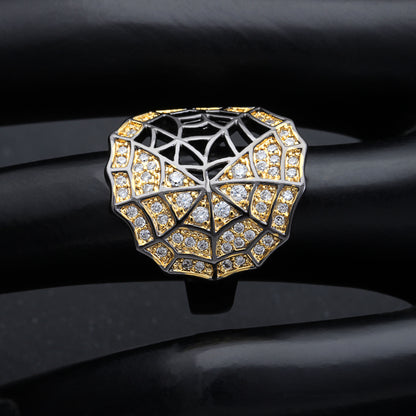 Spider Web Statement Ring for Women Goth Black Plated Cz Ginger Lyne Collection