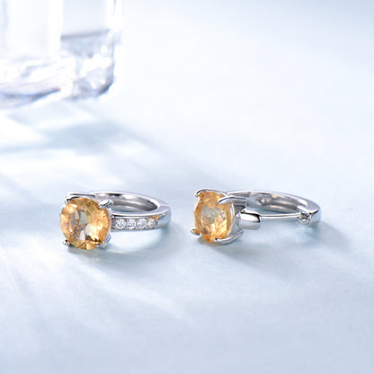 Hoop Earrings for Women Madeira Citrine or Blue Topaz Sterling Silver Ginger Lyne Collection