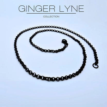 BlackRoloChainForWomenorMen18"Length3mmWidthLobsterClaspGingerLyneCollection_Black-2