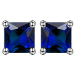 Load image into Gallery viewer, Princess 6mm Stud Earrings White Gold Plated Cz Womens Ginger Lyne Collection - Blue
