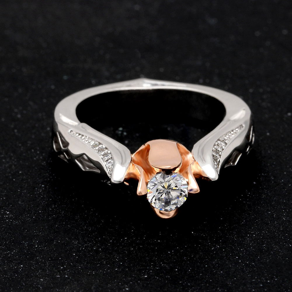 Rosebud Engagement Ring Solitaire Rose Gold Plated Womens Ginger Lyne Collection Size 10