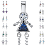 Load image into Gallery viewer, Baby Birthstone Pendant Charm by Ginger Lyne, Girl September Blue Cubic Zirconia Sterling Silver - Girl September
