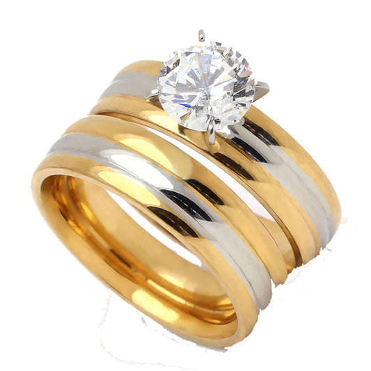 TabithaWeddingRingSetforWomenStainlessSteelEngagementMatchingBandGingerLyneCollection_Gold-1