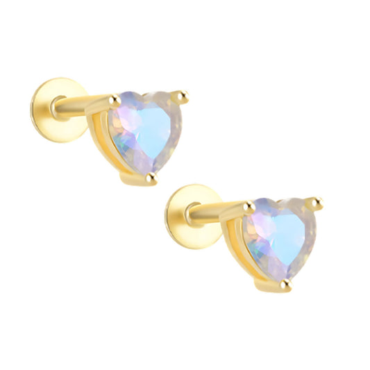 HeartCZFlatBackEarringsforCartilageHelixTragusLobe16gGoldPlatedSterlingSilver1pairbyGingerLyne_Gold-1