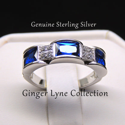 Rayna Anniversary Band Ring Blue Cz Sterling Silver Womens Ginger Lyne Collection Size 6