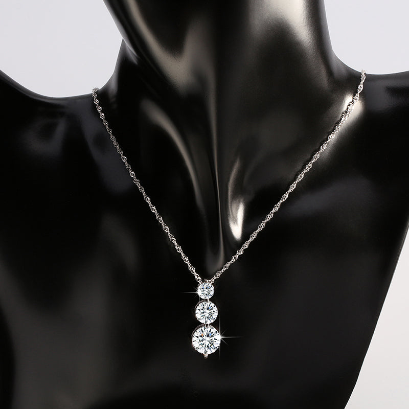ThreeStonePendantNecklaceforWomenRoundCascadingCZbyGingerLyneCollection_Silver-5