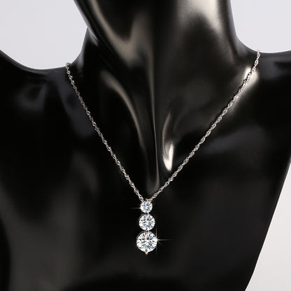 ThreeStonePendantNecklaceforWomenRoundCascadingCZbyGingerLyneCollection_Silver-5