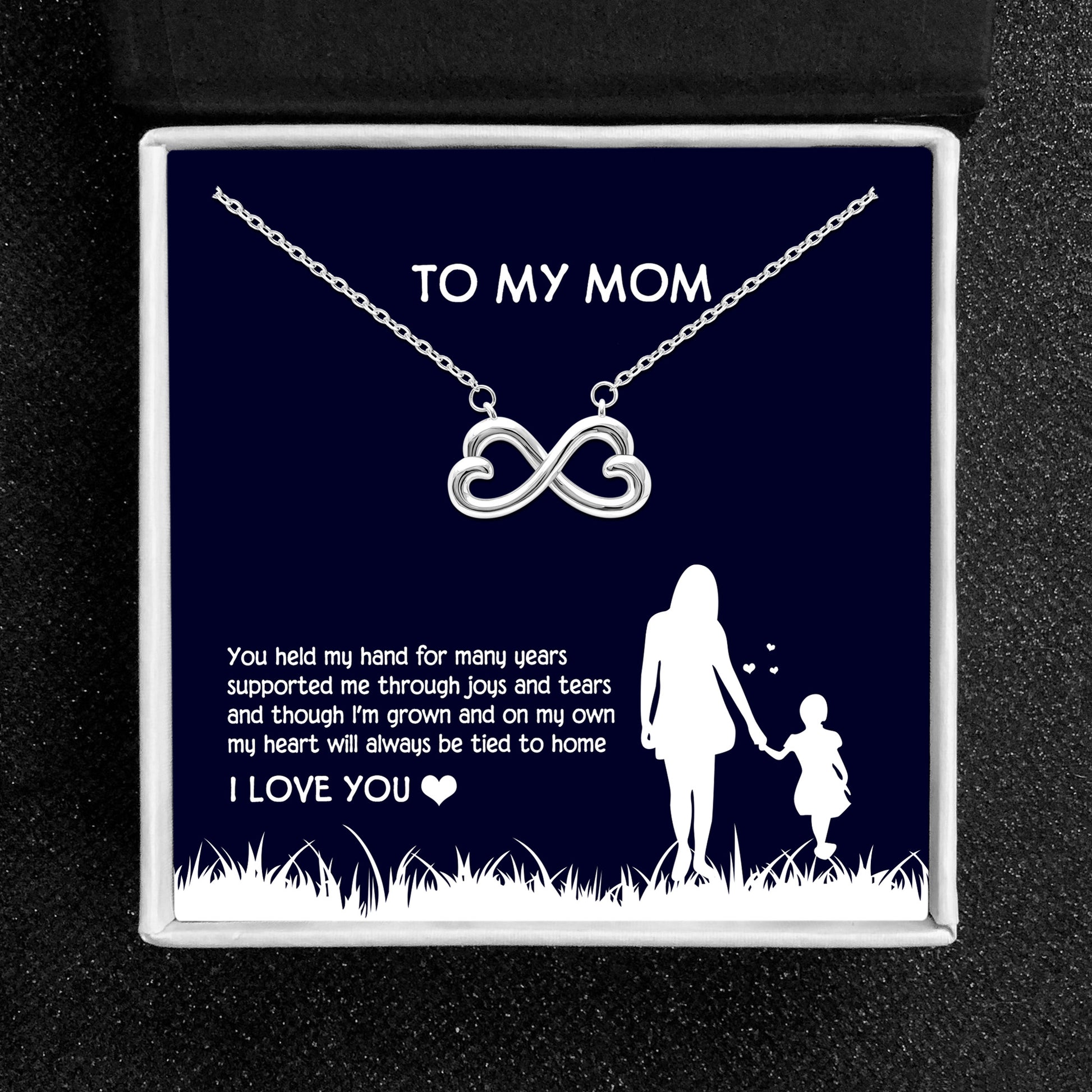 Mom Greeting Card Sterling Silver Infinity Hearts Necklace Women Ginger Lyne Collection - Mom-093 - Mom-093