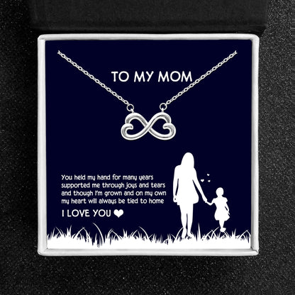 Mom Greeting Card Sterling Silver Infinity Hearts Necklace Women Ginger Lyne Collection - Mom-093 - Mom-093