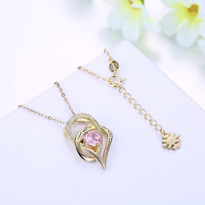 Moon Heart Pendant Necklace for Women Cubic Zirconia Sterling Silver Ginger Lyne Collection - Gold