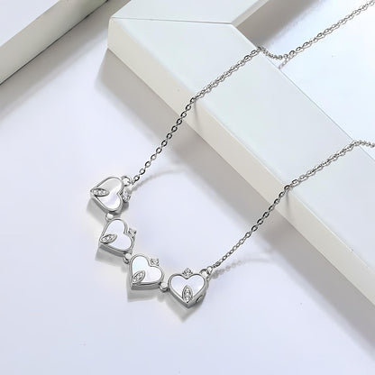 4 Leaf Clover Heart Pendant Necklace for Women Magnetic Sterling Silver Ginger Lyne Collection - Rose Gold