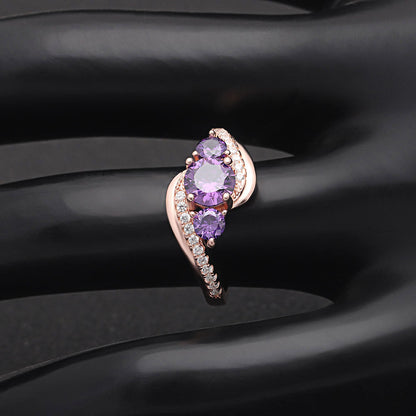 Brielle Rose Gold Sterling Silver Purple or Blue Cz Birthstone Ring Ginger Lyne Collection