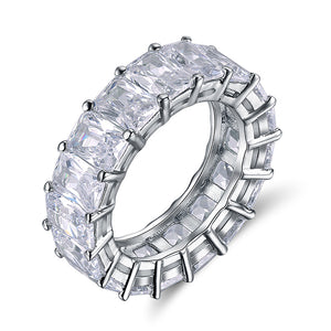 Eternity Wedding Band for Women Emerald Cut Cz Sterling Silver Ginger Lyne Collection - 9