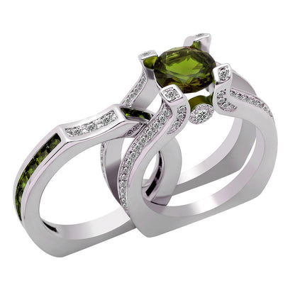 GreenCubicZirconiaWeddingRingSetforWomenEngagementRingandMatchingBandSize8byGingerLyne_Green/Green-1