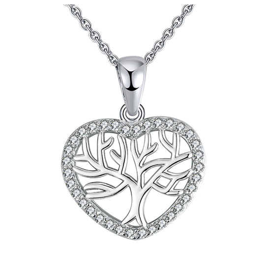 Heart Tree Life Pendant Necklace for Women Sterling Silver Cz Ginger Lyne Collection