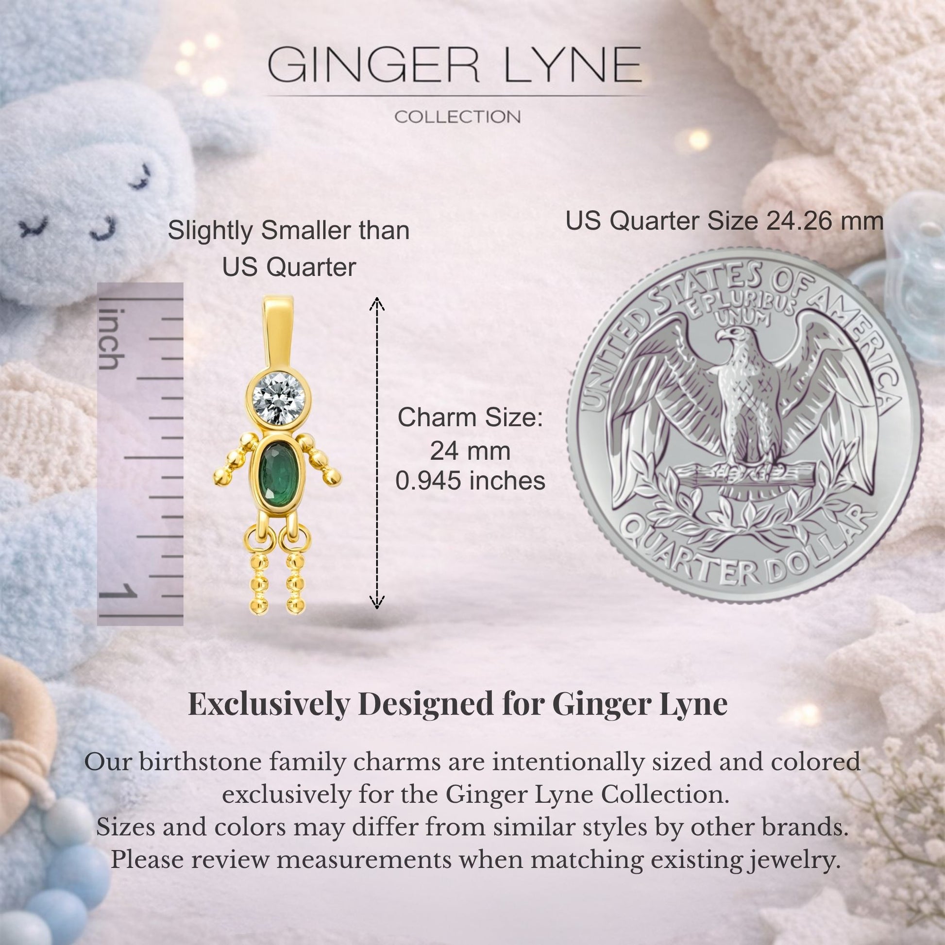 Birthstone Family Pendant for Mom by Ginger Lyne Stainless Steel Cubic Zirconia Charms For Grandma Necklace_Male-May-Gold-2