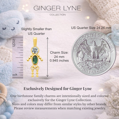 Birthstone Family Pendant for Mom by Ginger Lyne Stainless Steel Cubic Zirconia Charms For Grandma Necklace_Male-May-Gold-2