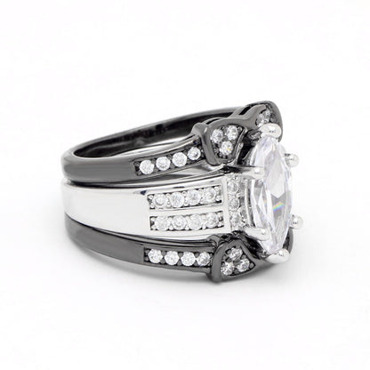 AdoraWeddingRingSetforWomenEngagementRing2MatchingBandCubicZirconiaBlackHaloGingerLyneCollection_Black-2