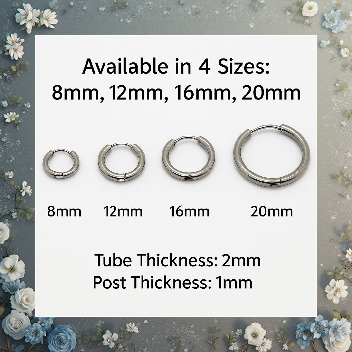 Stainless Steel Hoop Earrings by Ginger Lyne Huggie Style for Lobe Cartilage Piercing Body Jewelry - Silver-20mm