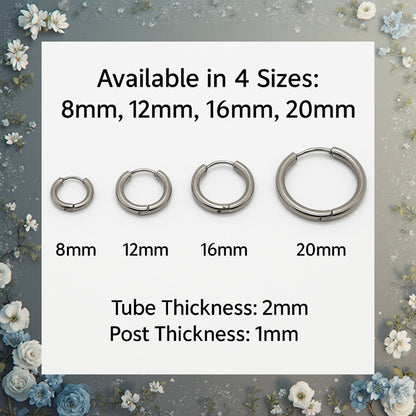 Stainless Steel Hoop Earrings by Ginger Lyne Huggie Style for Lobe Cartilage Piercing Body Jewelry - Silver-20mm