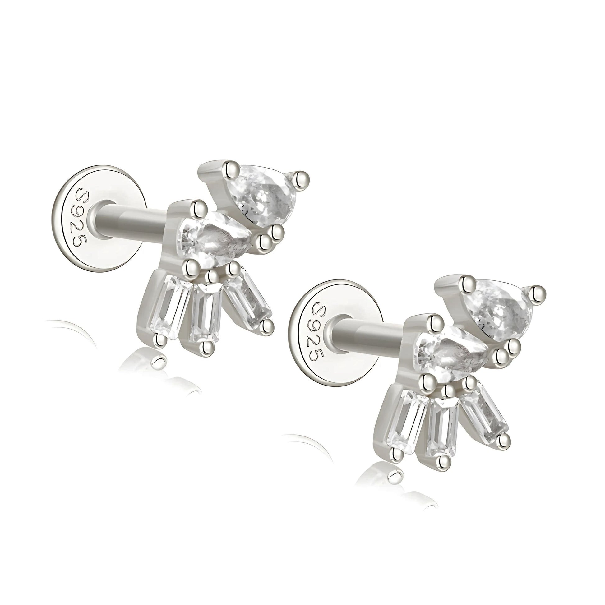 PearBaguetteCZFlatBackEarringsforCartilageHelixTragusLobe16g8mmSterlingSilver1pairbyGingerLyne_Silver-1
