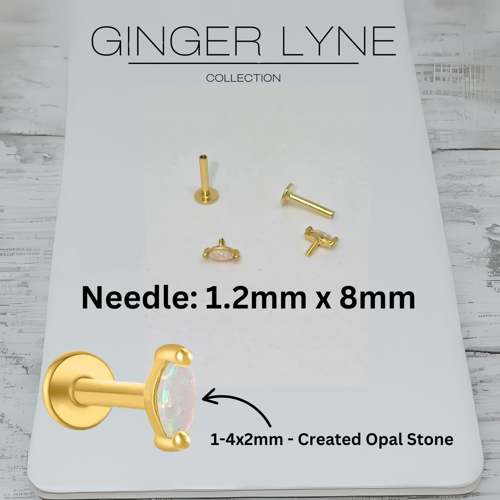 CreatedOpalFlatBackEarringsforCartilageHelixTragusLobe16gGoldoverSterlingSilverStudsPairbyGingerLyne_White-2