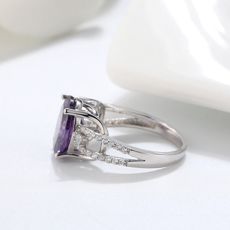 Engagement Statement Ring for Women Sterling Silver Purple CZ Ginger Lyne Collection