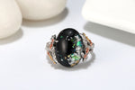 Load image into Gallery viewer, Henrietta Tree Branch Flower Opal Black Ring Silver Women Ginger Lyne Collection - Silver Setting,10
